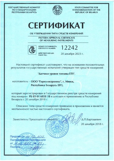 Сертификат об утверждении типа средств измерений (ПРОДЛЕН)